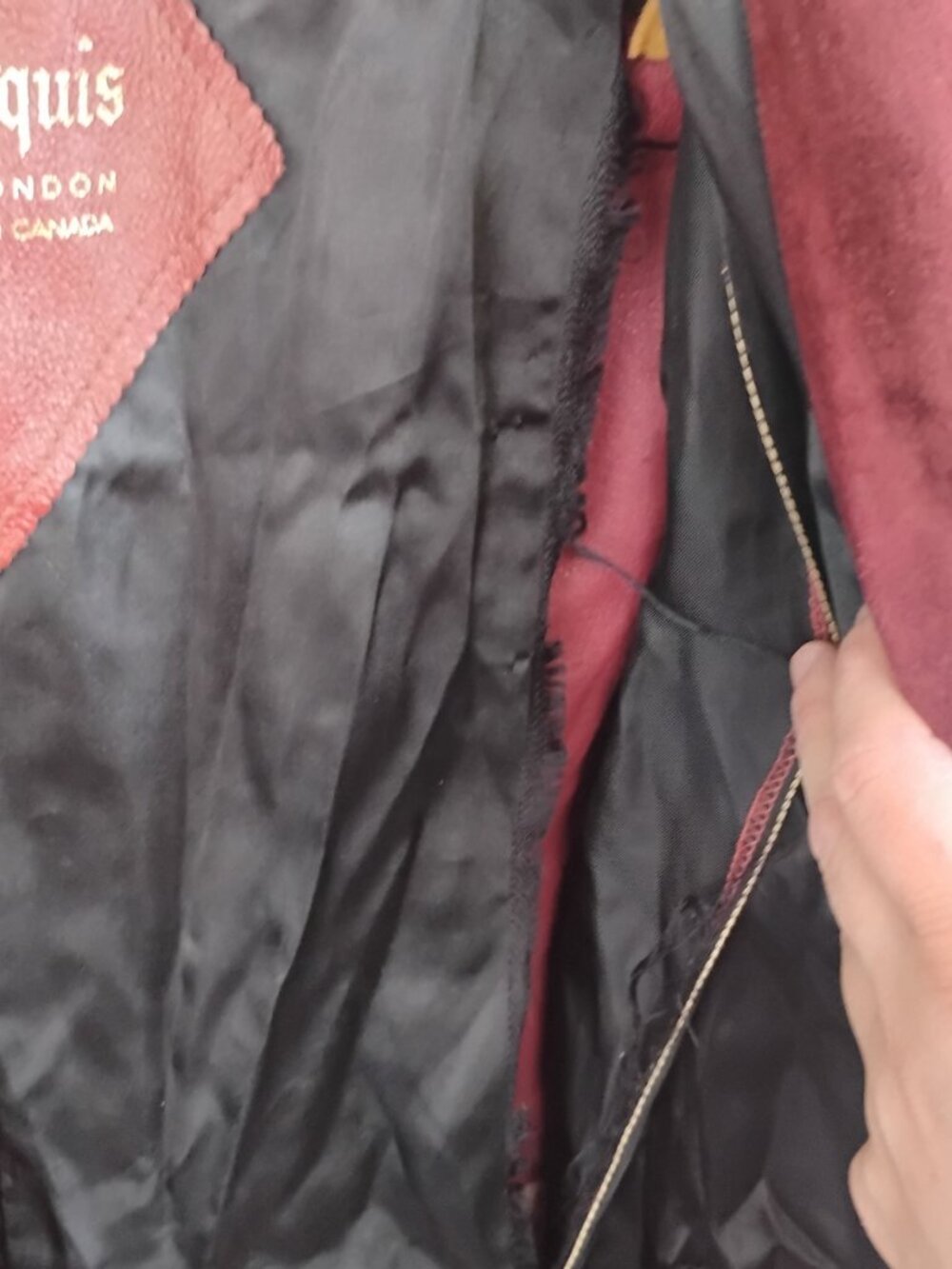 Marquis of London Women’s Vintage Suede Burgundy Long Jacket Size 6-8 - Picture 14 of 14
